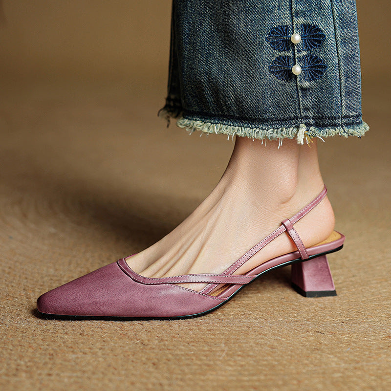 Women's Slingback Leather Heels