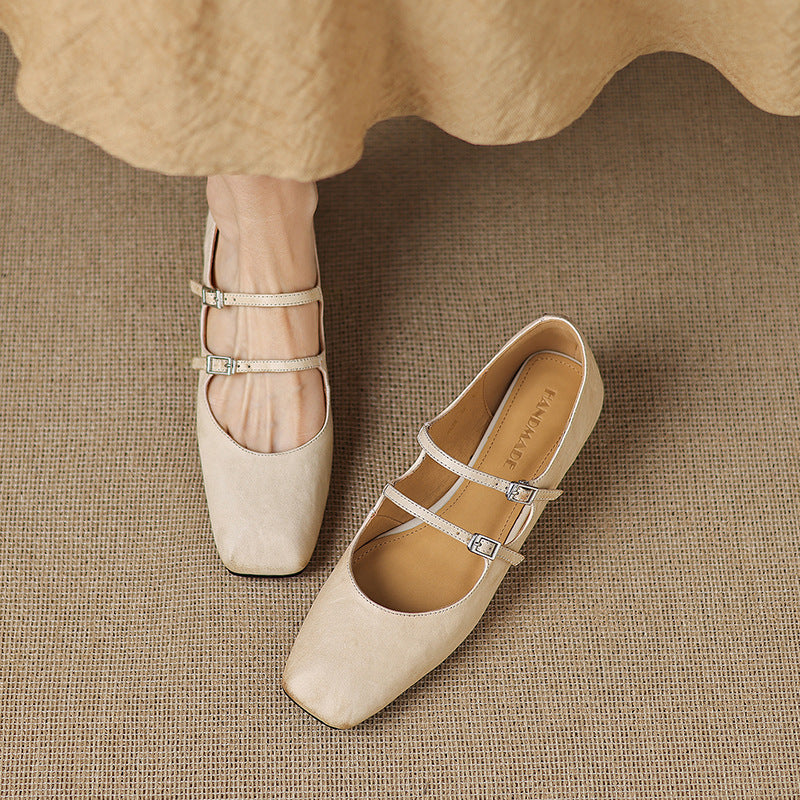 Women's Dual Strap Leather Mary-Janes