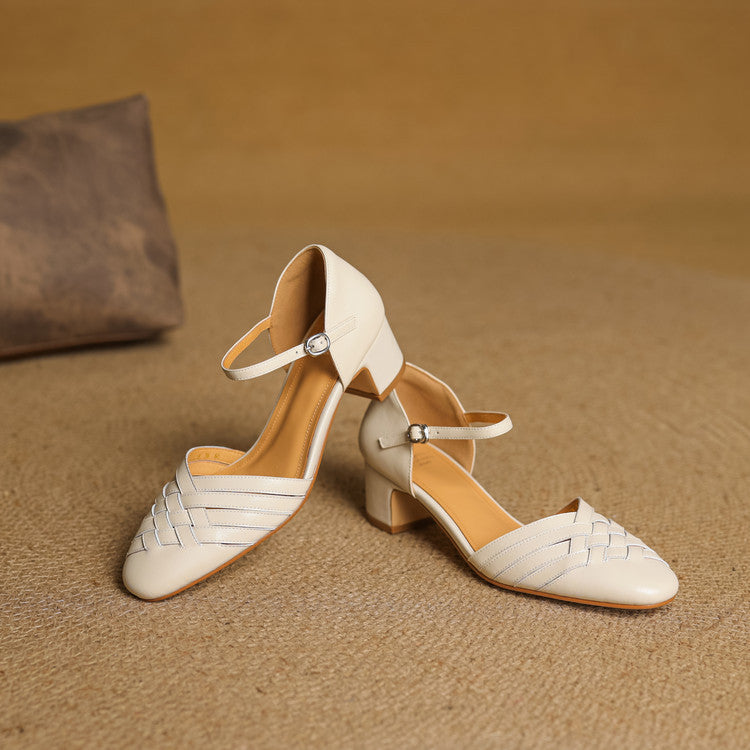 Women's Woven Leather Heels