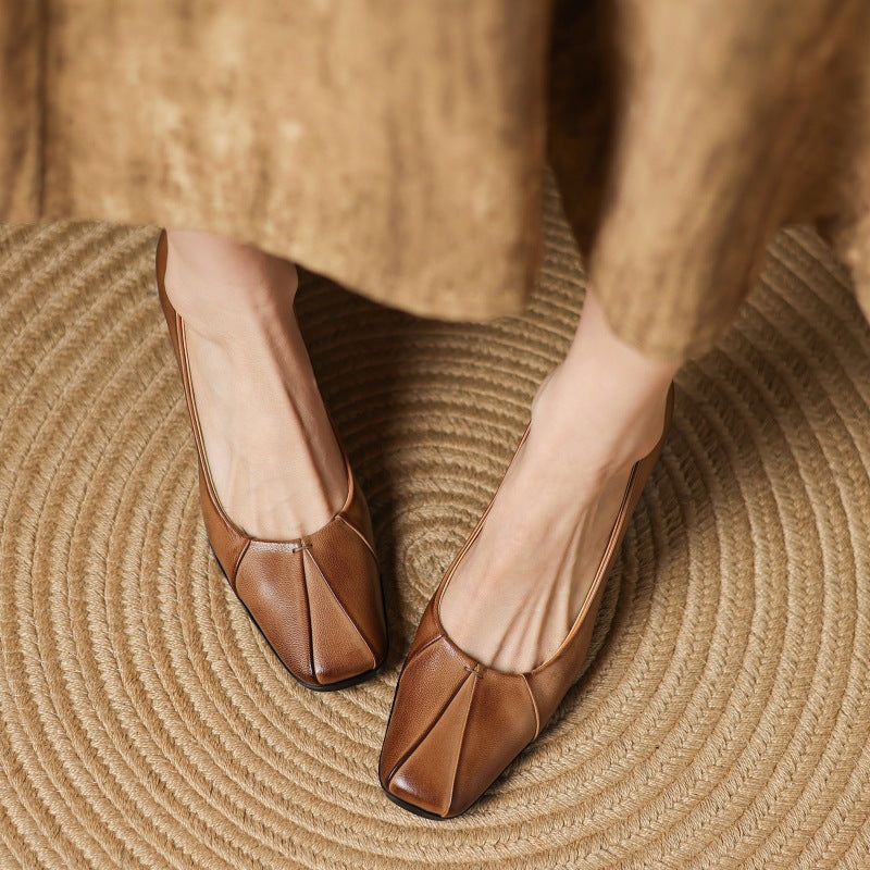 Women's Leather Square-Toe Pumps