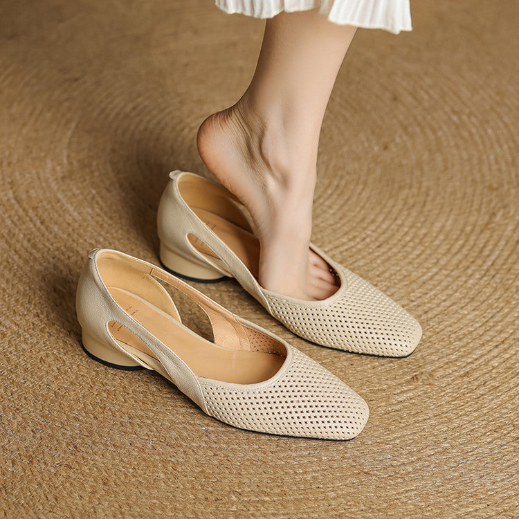 Women's Mesh Leather Heels
