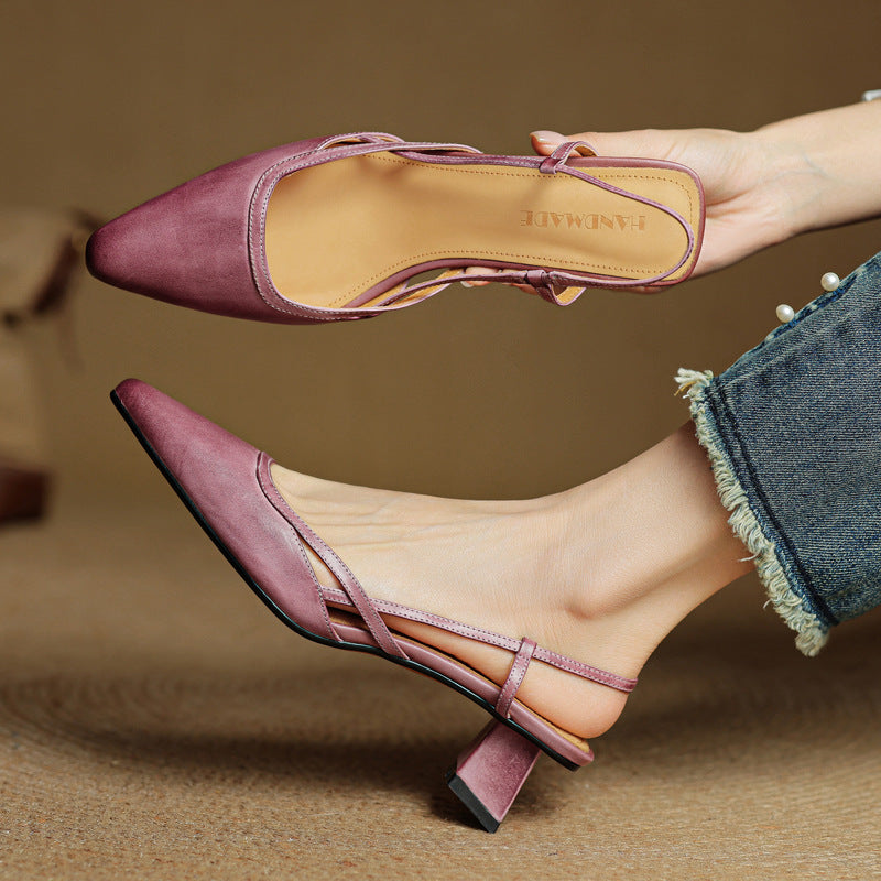 Women's Slingback Leather Heels