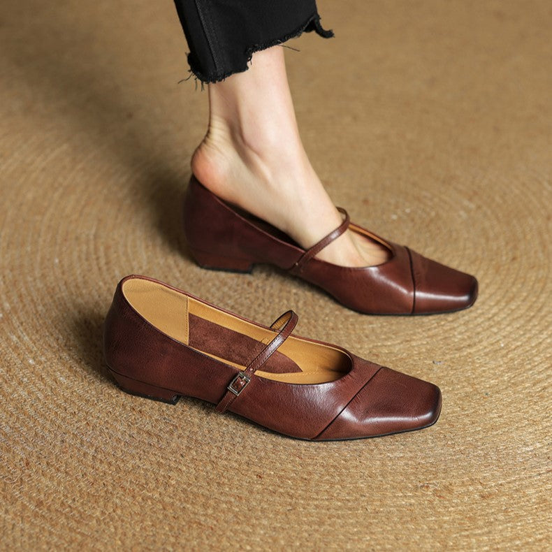 Women's Leather Mary Jane Flats