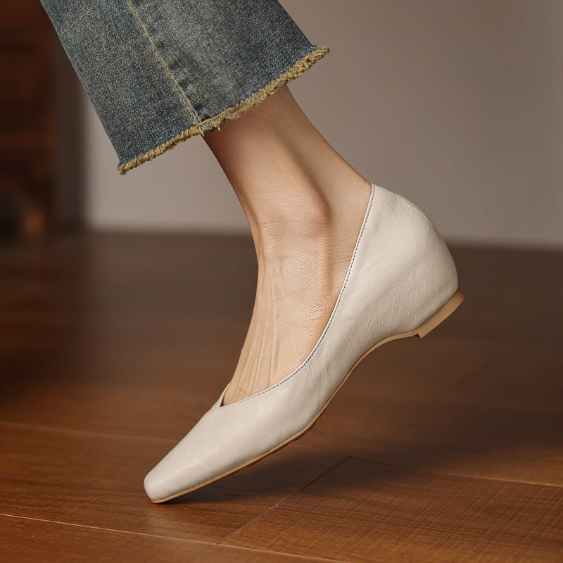 Women's Square-Toe Leather Flat