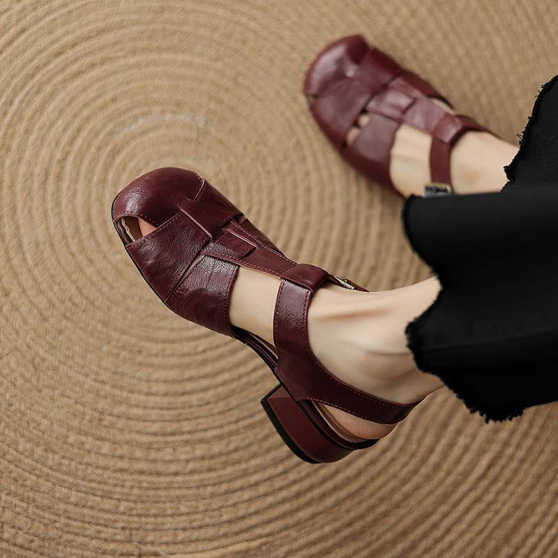 Women's Roman Leather Heels