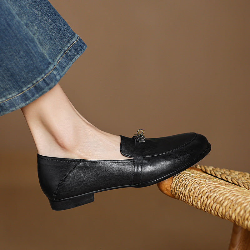Women's Lock Accent Leather Loafers
