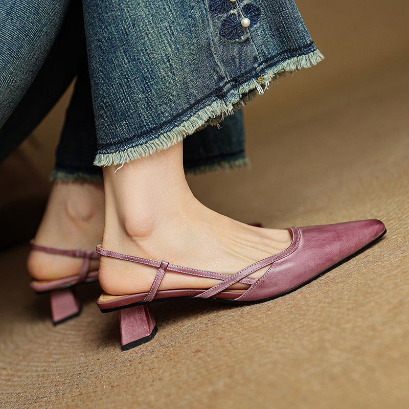Women's Slingback Leather Heels