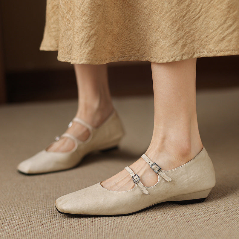 Women's Dual Strap Leather Mary-Janes