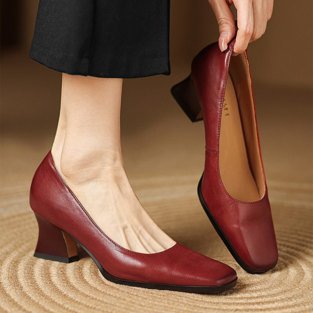 Women's Leather Square Pumps