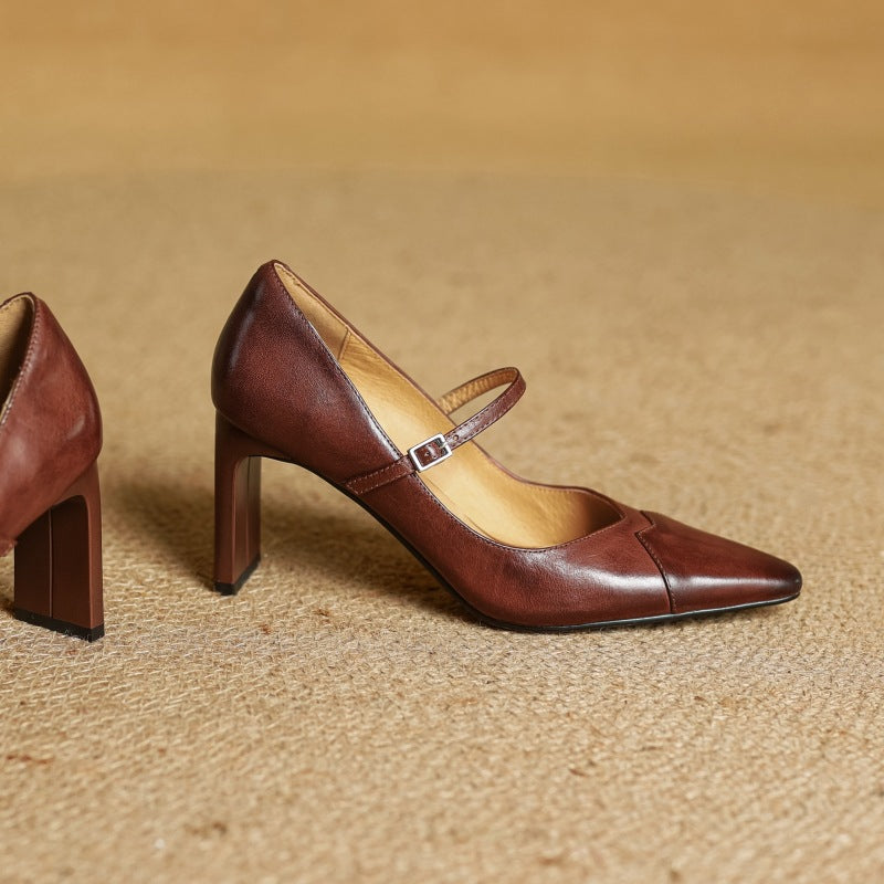 Women's Mary-Strap Leather Pumps