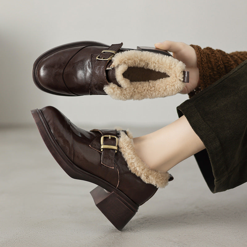 Women's Shearling Leather Oxford Heels