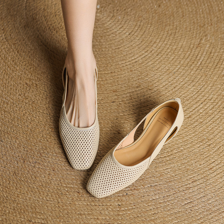 Women's Mesh Leather Heels