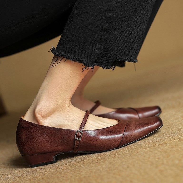Women's Leather Mary Jane Flats