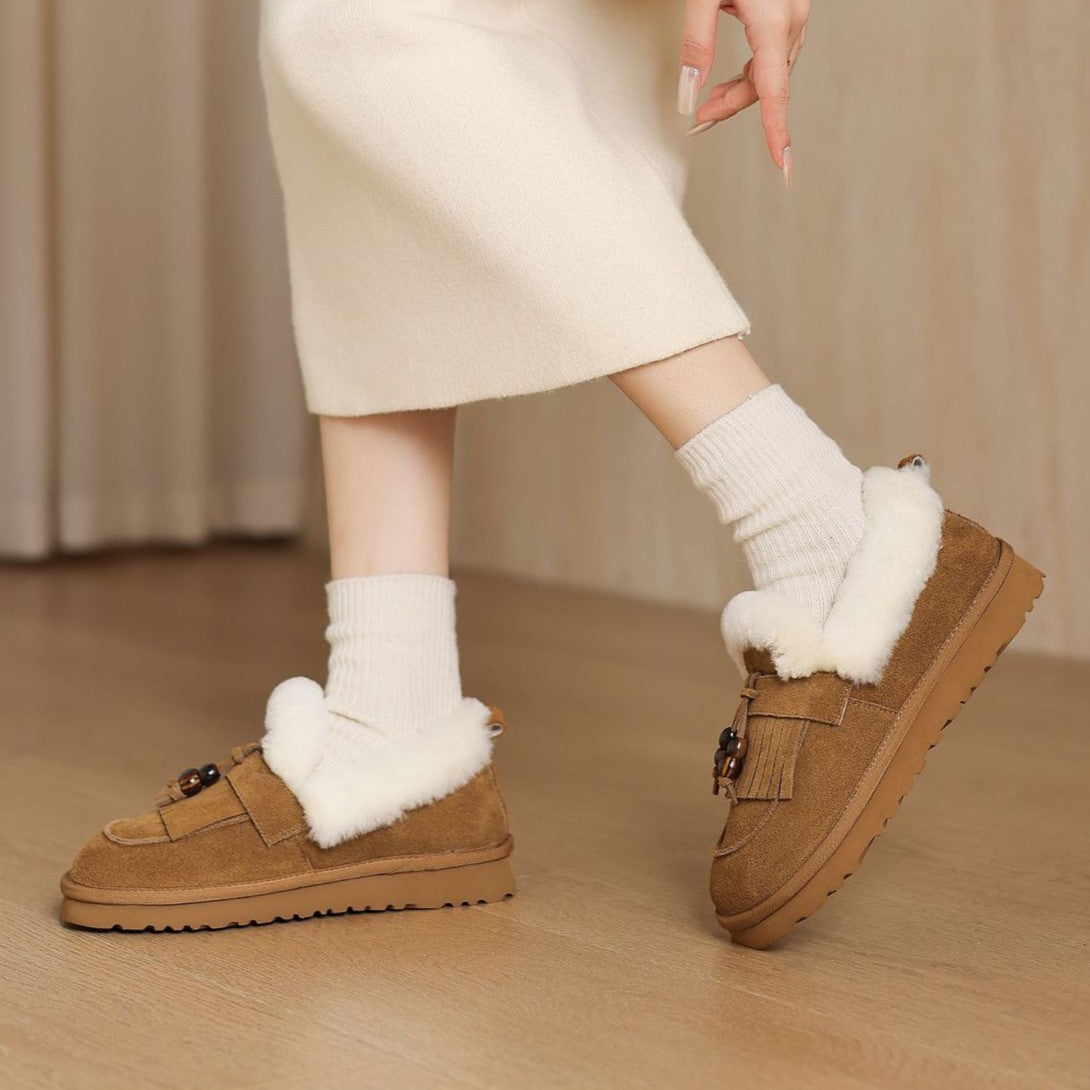 Women's Shearling Suede Loafers