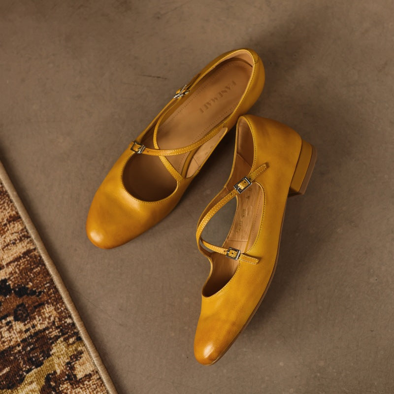 Women's Mary-Jane Leather Flats