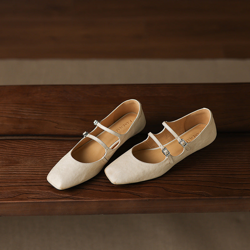 Women's Dual Strap Leather Mary-Janes