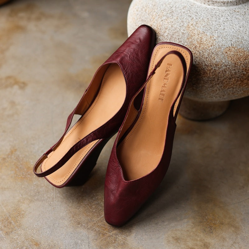 Women's Slingback Leather Heels