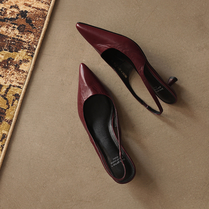 Women's Lambskin Leather Slingback Heels