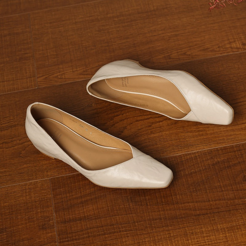 Women's Square-Toe Leather Flat