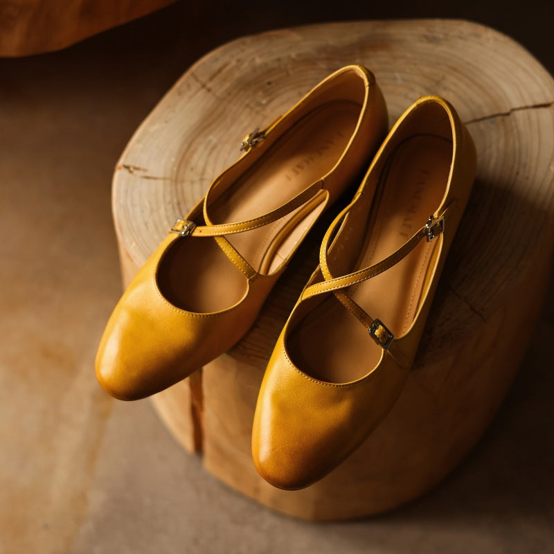 Women's Mary-Jane Leather Flats