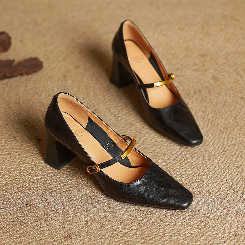 Women's Leather Strap Pumps