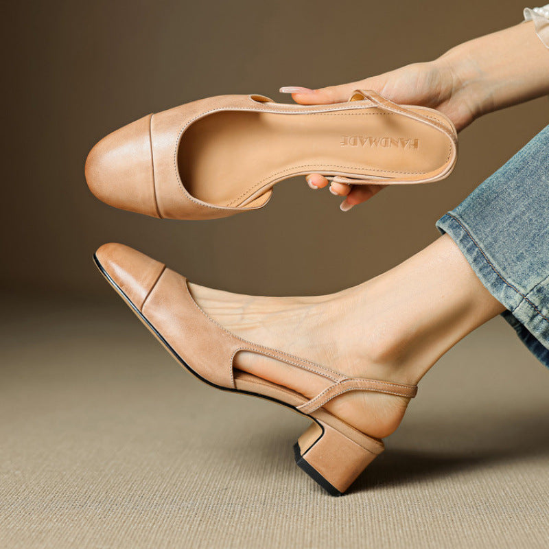 Women's Slingback Leather Heels