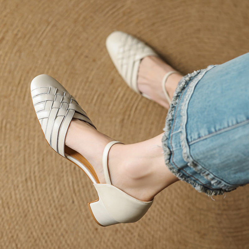 Women's Woven Leather Heels