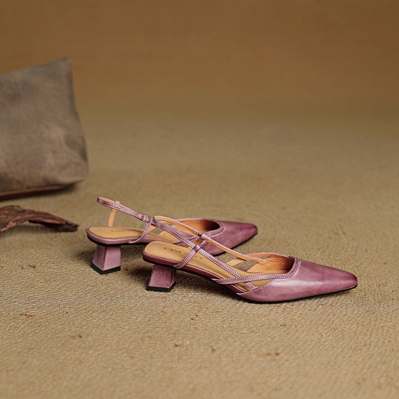 Women's Slingback Leather Heels