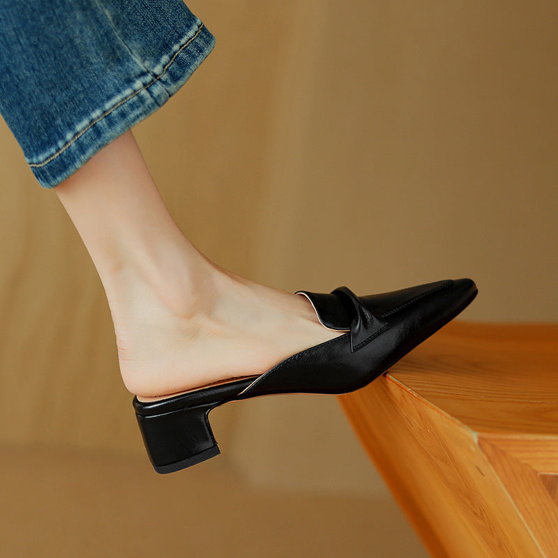 Women's Pointed Leather Mules
