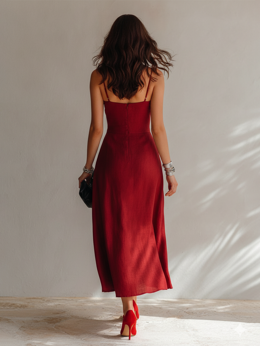 Gisella™ | Midi Dress with Sweetheart Neckline and Ruched Bodice