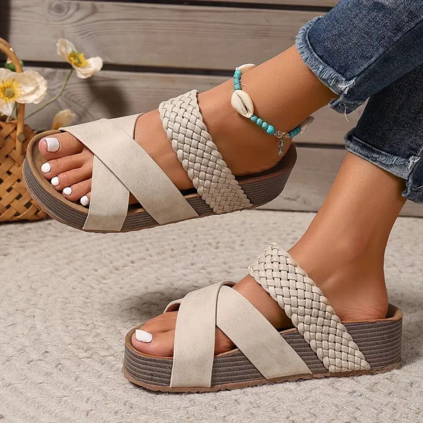 Kestelle™ | Orthopedic Cross-Strap Platform Sandals