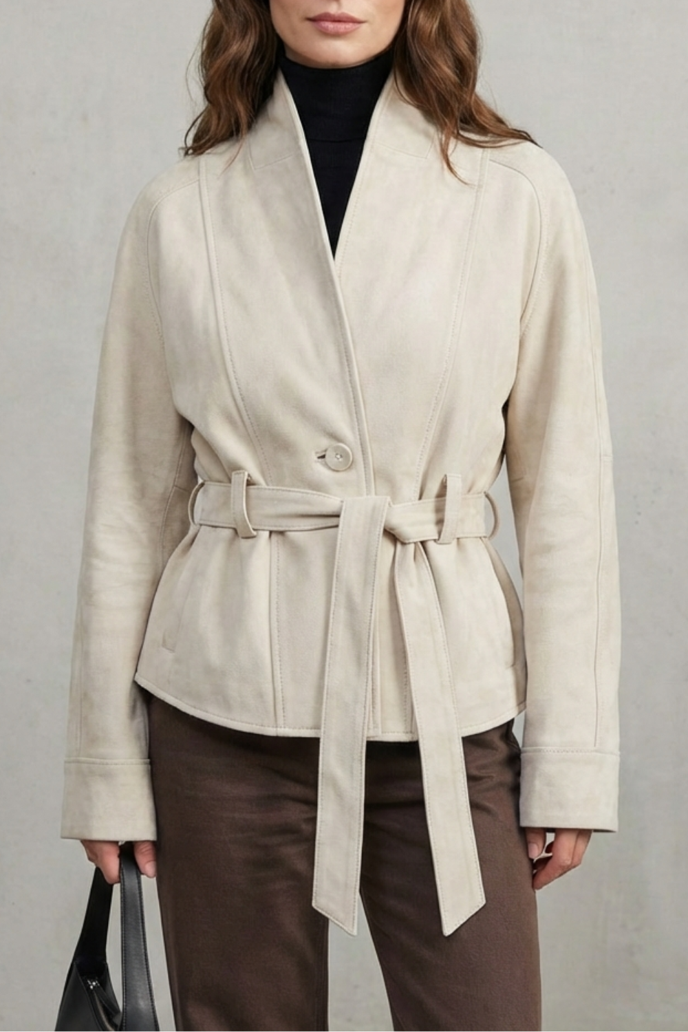 Women's Cropped Double-Breasted Wool Jacket French Elegance