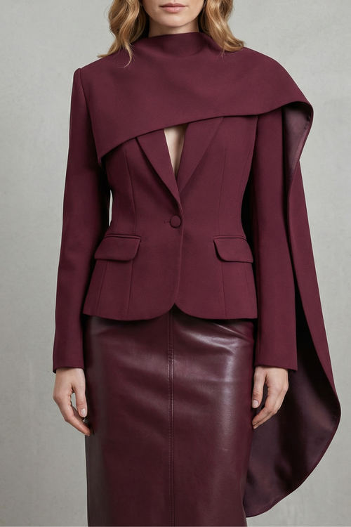 Avelina | Women's Draped Scarf-lapel Asymmetrical Blazer