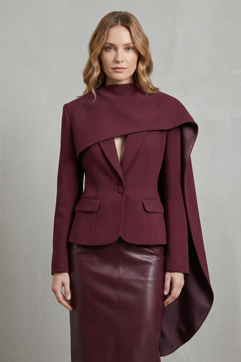 Women's Draped Scarf-lapel Asymmetrical Blazer