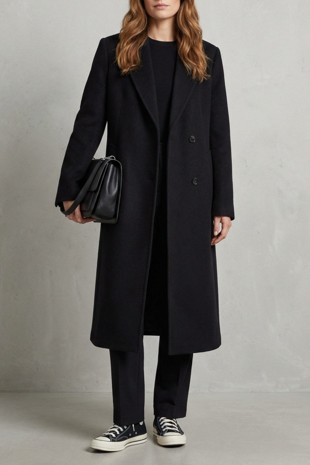 Women's Herringbone Weave Hepburn Wool Overcoat