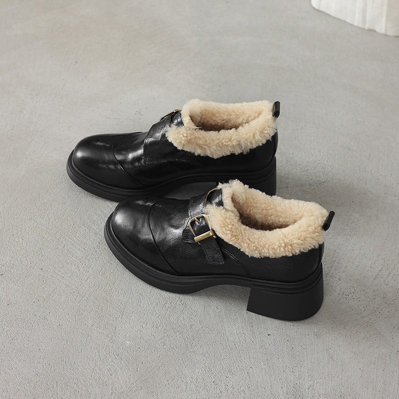 Women's Shearling Leather Oxford Heels