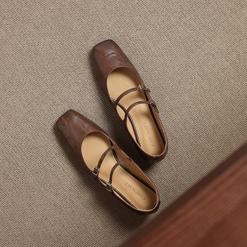 Women's Dual Strap Leather Mary-Janes