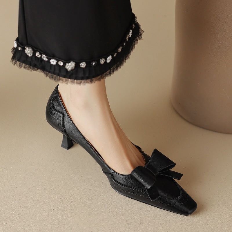 Women's Leather Ribbon Pumps