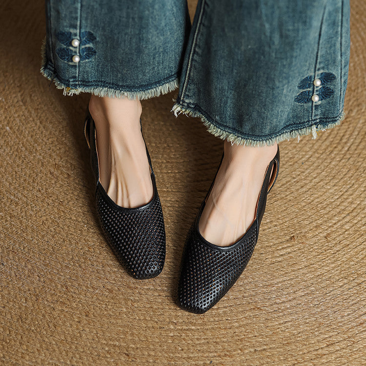 Women's Mesh Leather Heels