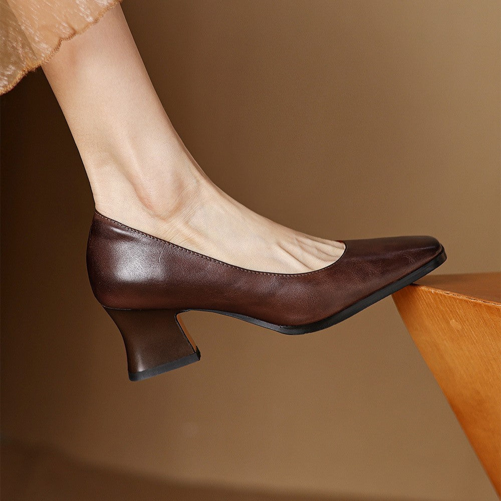 Women's Leather Square Pumps