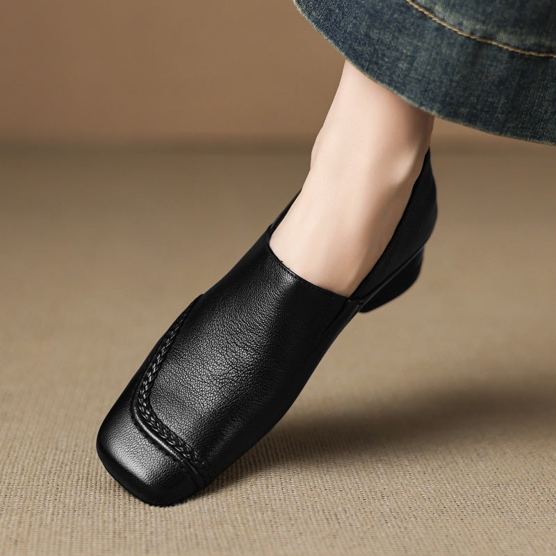 Women's Square-Toe Leather Slip-On
