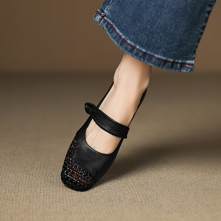 Women's Woven Leather Mary Janes