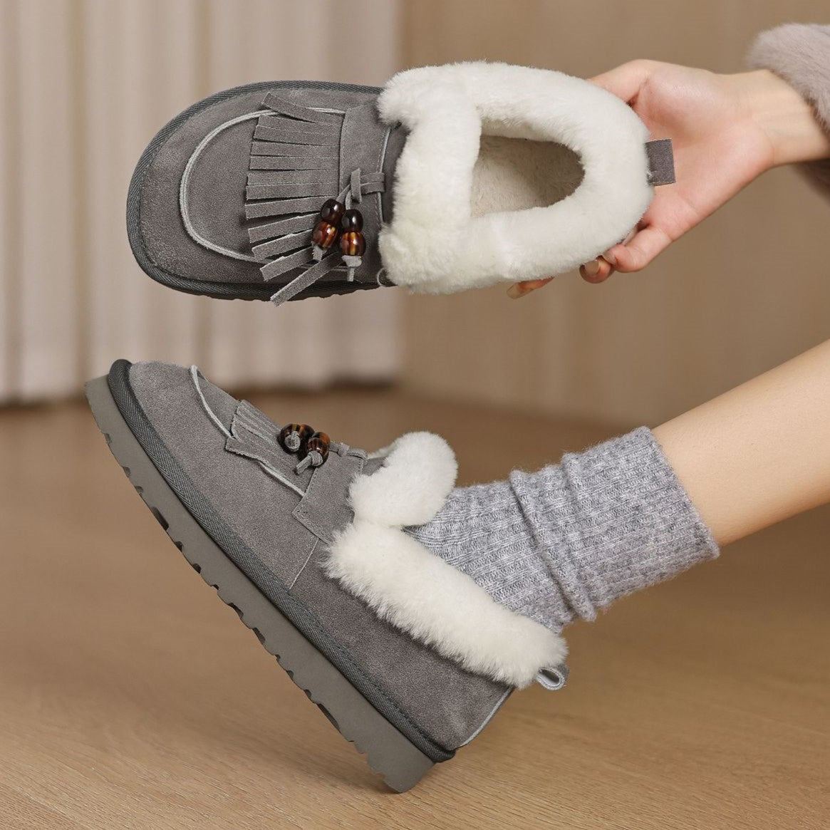 Women's Shearling Suede Loafers
