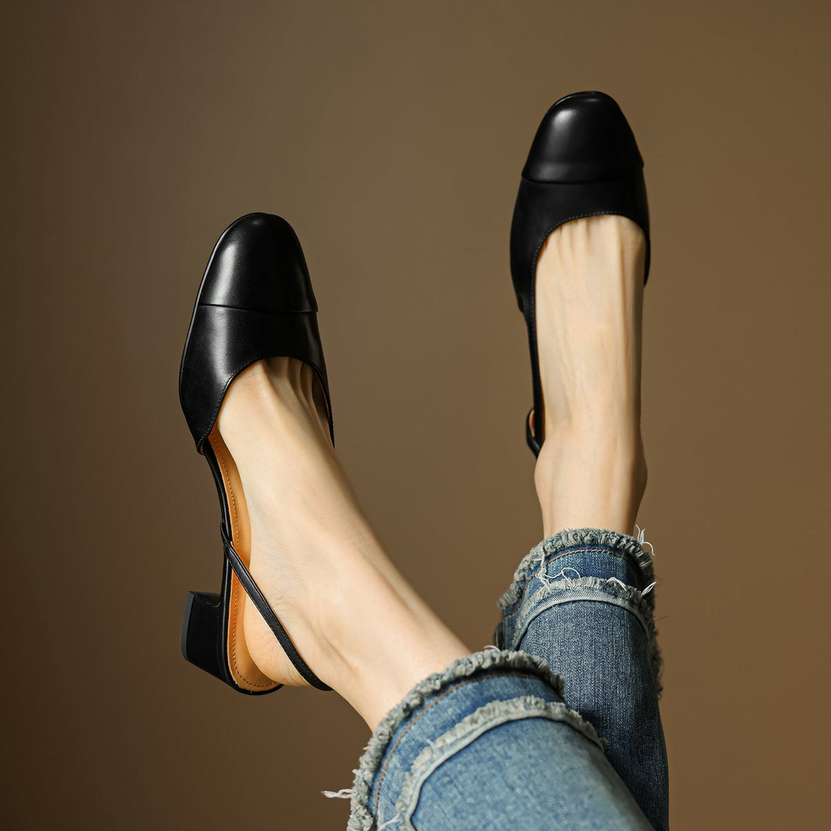 Women's Slingback Leather Heels