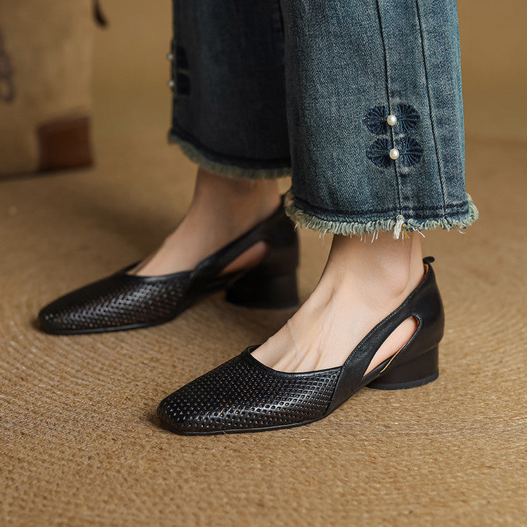 Women's Mesh Leather Heels