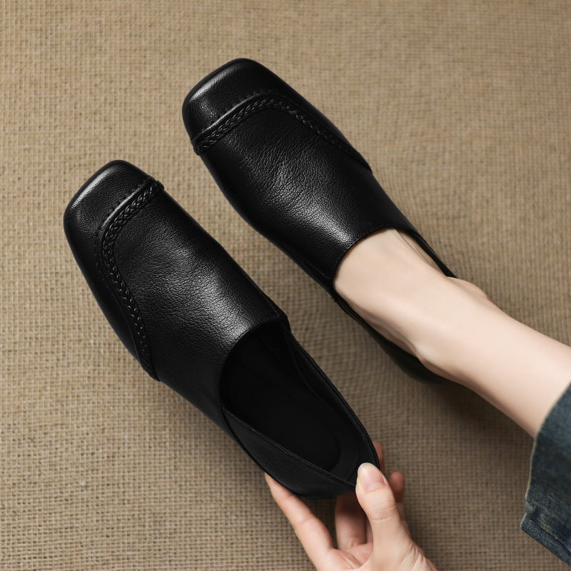 Women's Square-Toe Leather Slip-On