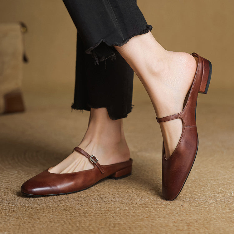 Women's Mary-Jane Leather Mules