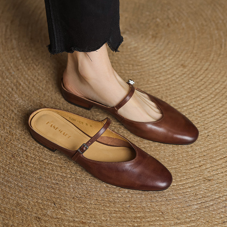 Women's Mary-Jane Leather Mules