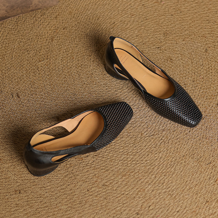 Women's Mesh Leather Heels