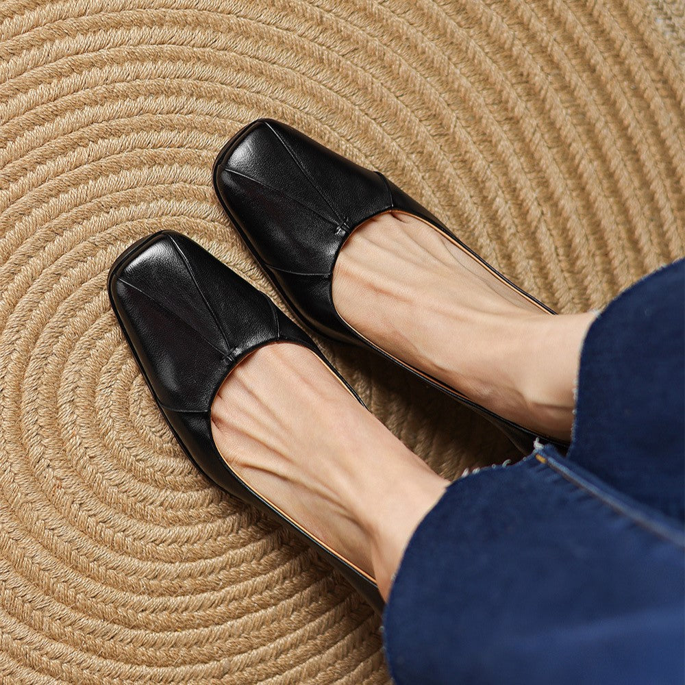 Women's Leather Square-Toe Pumps